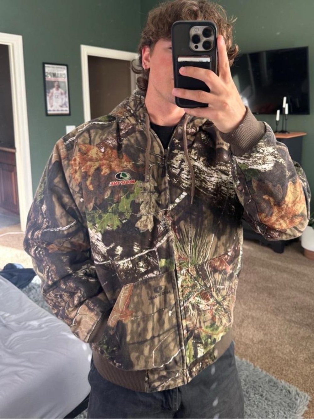Mossy Oak Woodland Camo Hooded Jacket - Green/Brown